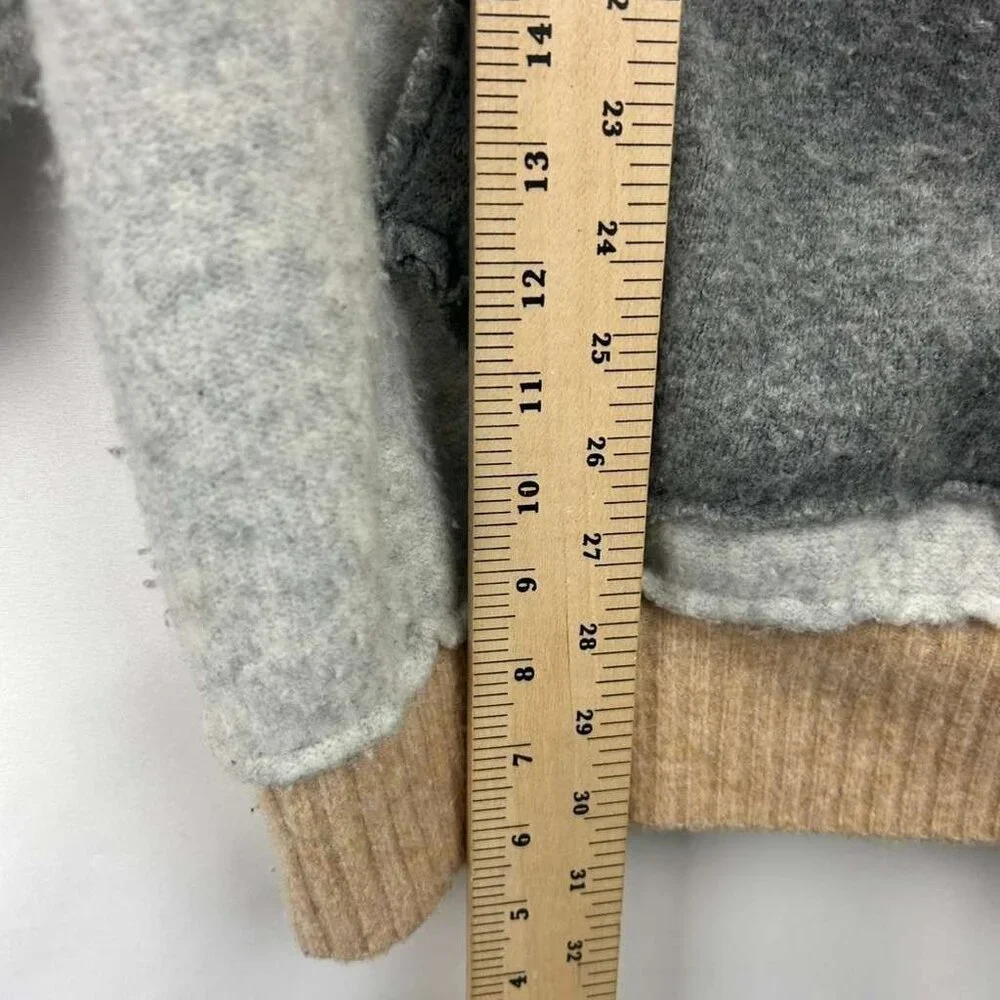 Free People Women's Medium Wool Blend Significant Other Hooded Sweater Gray/Tan - Picture 6 of 16